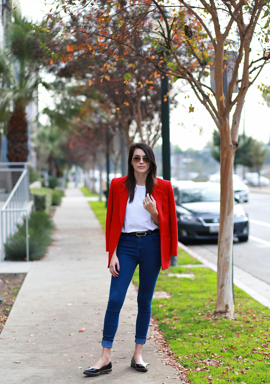 Thrifted blazer, Zara denim, Zara flats, Kelly Bello Design ring