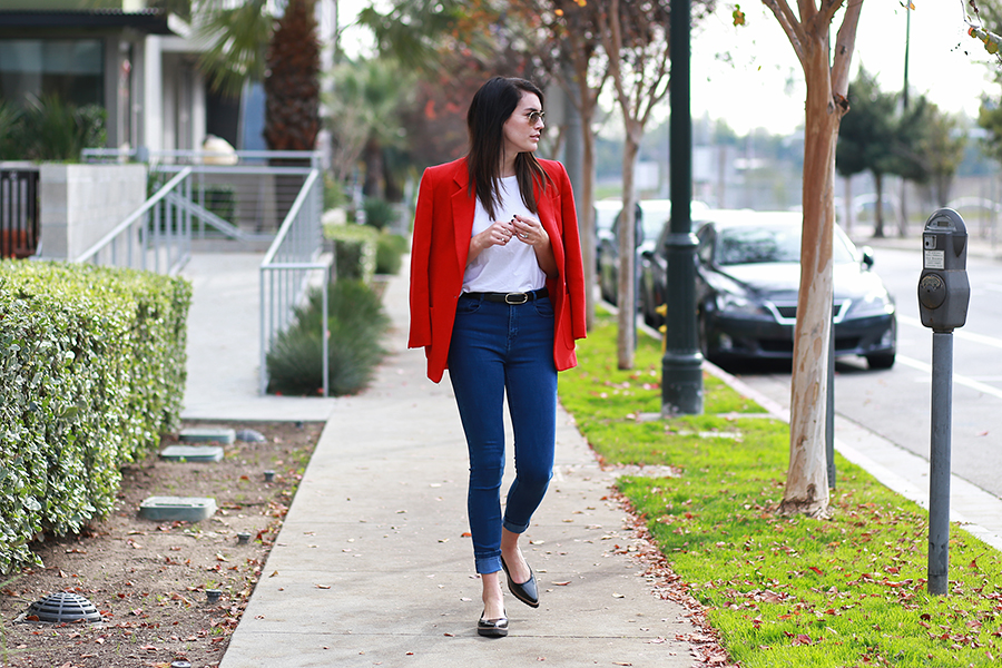 Thrifted blazer, Zara denim, Zara flats, Kelly Bello Design ring