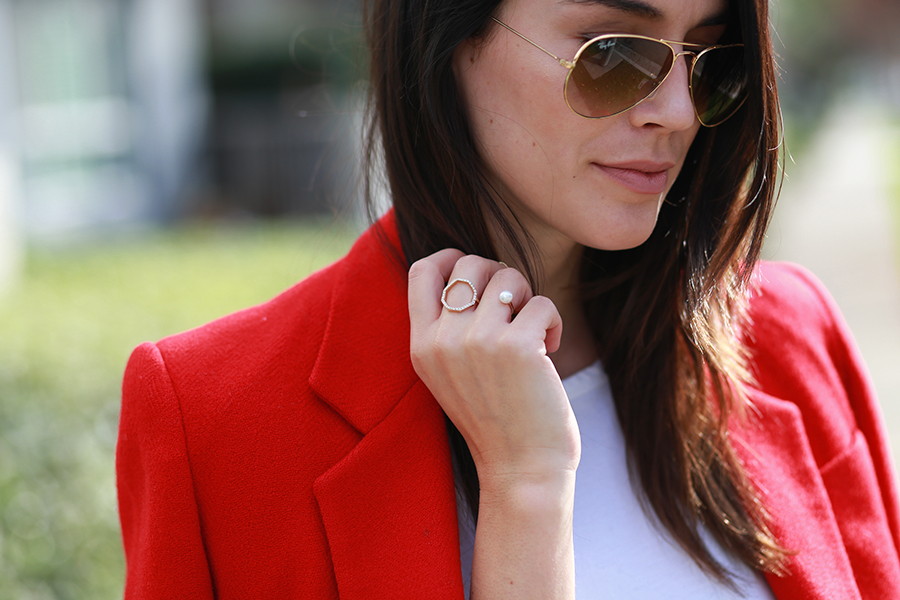 Thrifted blazer, Zara denim, Zara flats, Kelly Bello Design ring