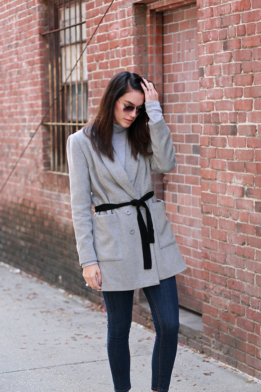 Forever 21 coat, Urban Outfitters jeans, Zara flats, Thrifted belt