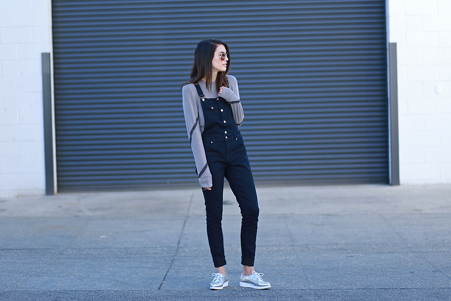 Echo and Air sweatshirt, H&M overalls, ASOS creepers