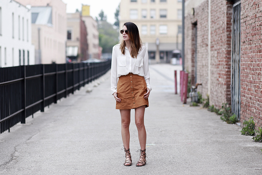 suede skirt gladiator sandals