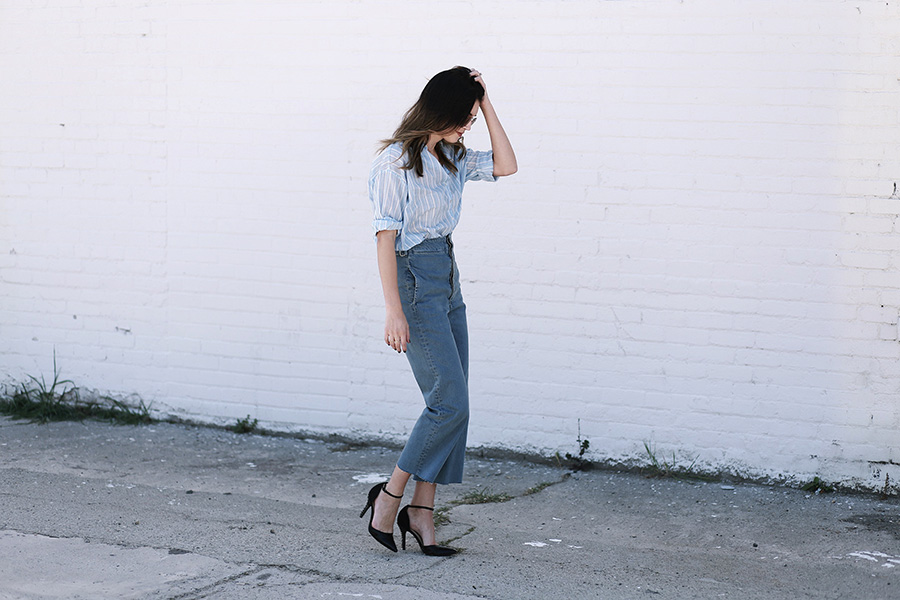 H&m denim hotsell culottes high waist