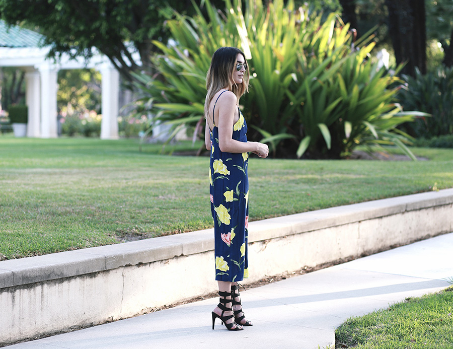 forever21 floral jumpsuit call it spring black heels 7