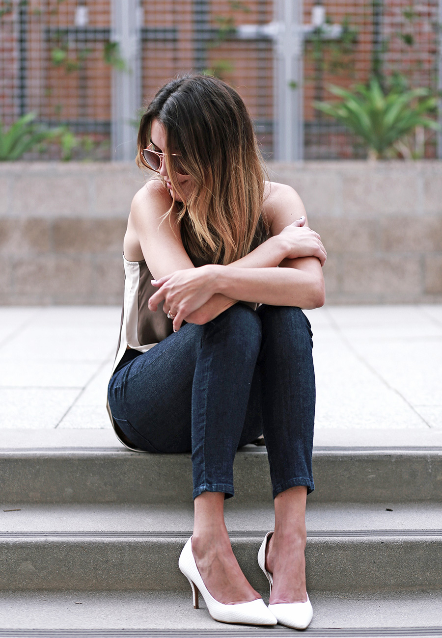 forever21 side slit tunic forever21 denim white heels thrifts and threads  3