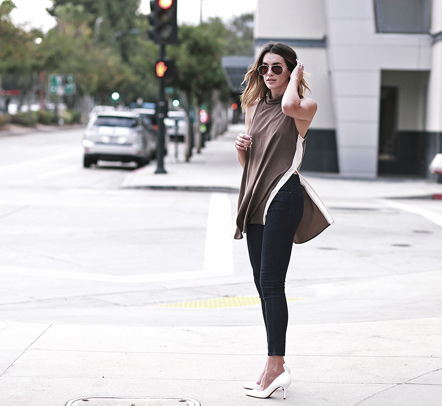 forever21 side slit tunic forever21 denim white heels thrifts and threads  4