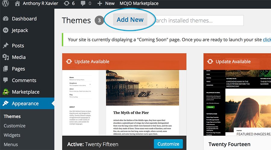 installing a wordpress theme