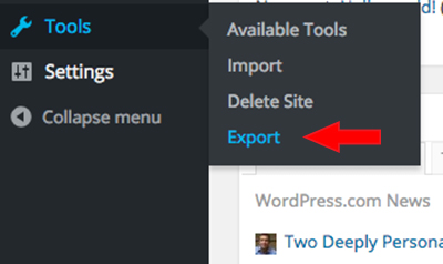 export wordpress.com