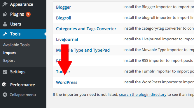 Import WordPress