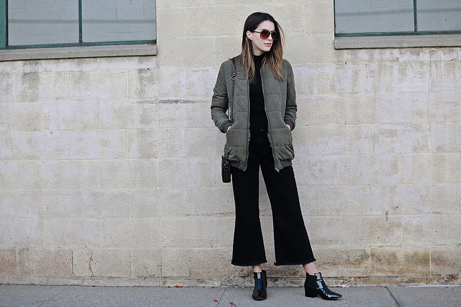 Bomber Jacket and Cropped Flare Jeans