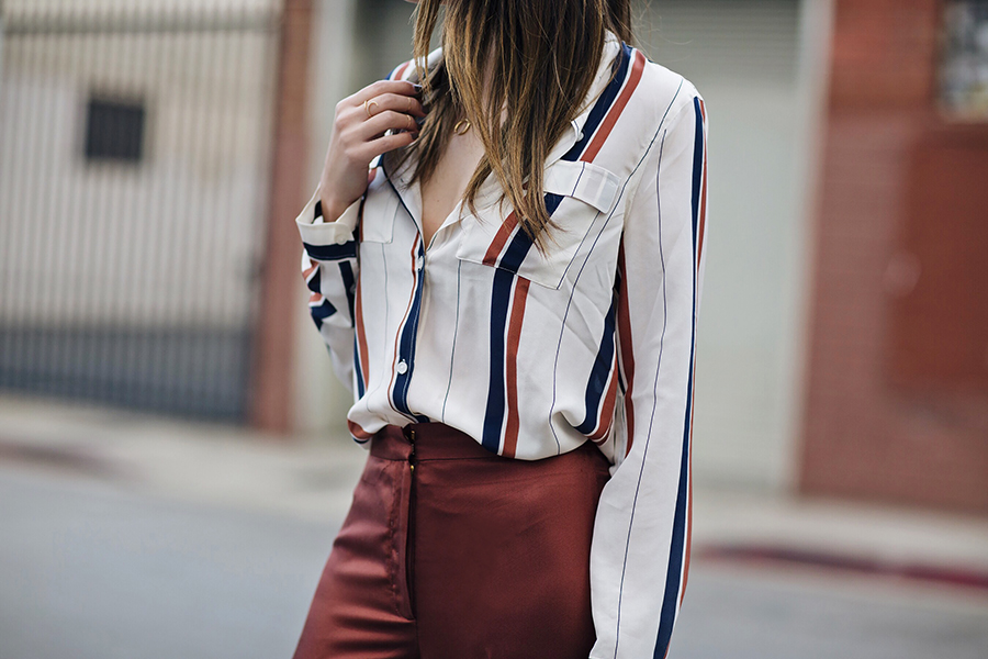 70s Striped Boyfriend Blouse