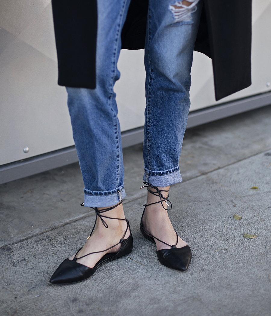 Lace Up Leather Flats Blogger