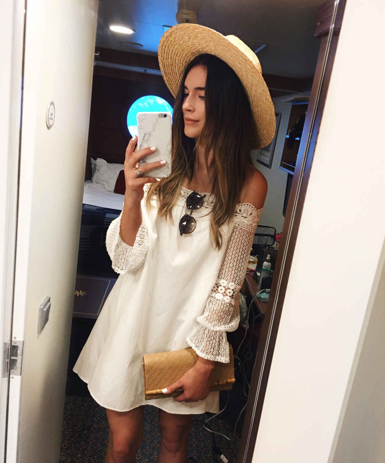 White Lace Dress Vacation Style Blogger