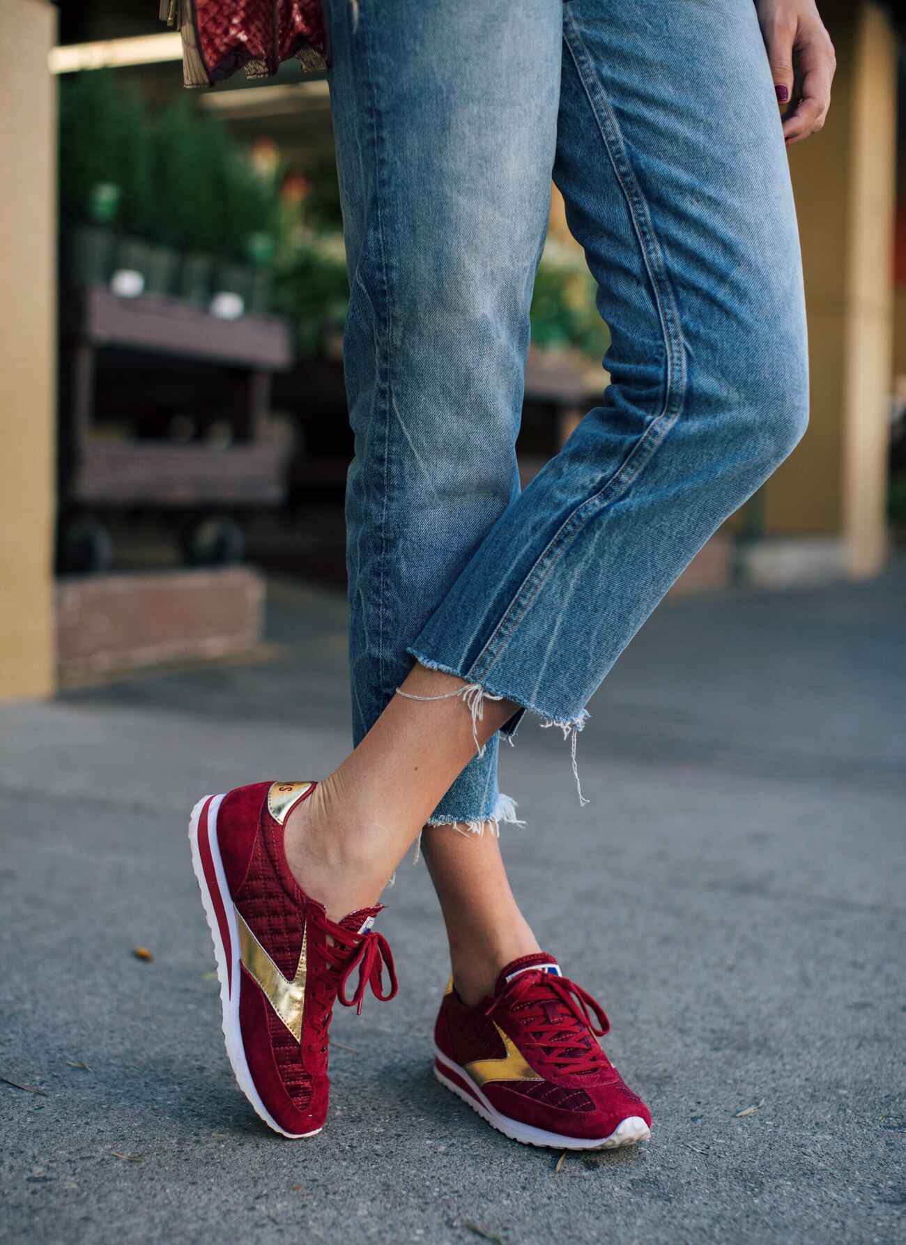 Red and Gold Brooks Sneakers