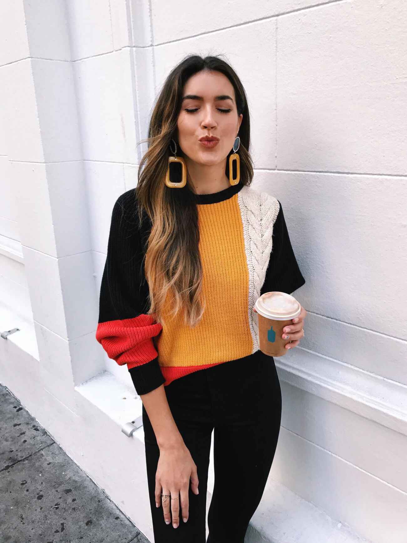 Fall Color Block Sweater - Orange